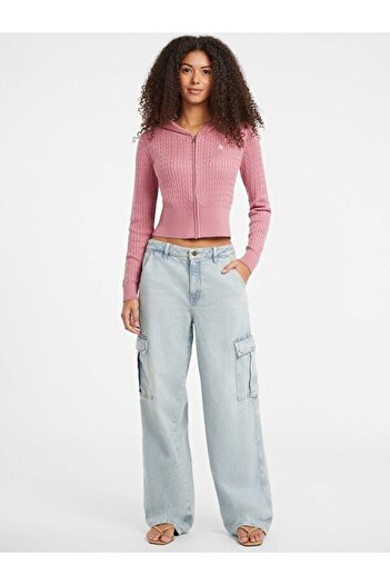 Guess Jeans Kadın Yün Karışımlı Triko Hırka