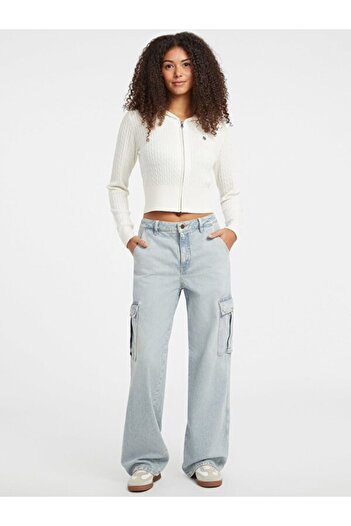 Guess Jeans Kadın Yün Karışımlı Triko Hırka