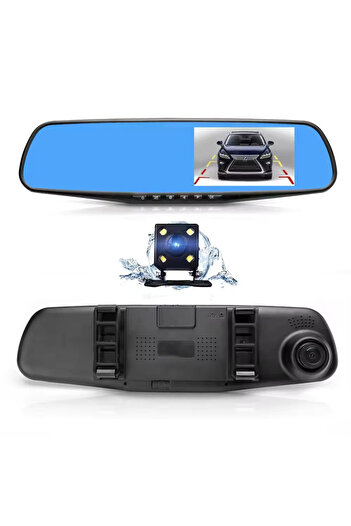 OEM Rearview Mirror with DVR Video Camera, Front-Rear TSS-GT600, with G-Sensor, 3.5 Inch Screen
