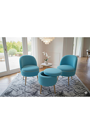 eda hacıoğlu edam bedding group Yeni Teddy Çay Seti İkili Koltuk Berjer ve Puf Takımı (Salon, Balkon, Ofis) 3'Lü Takım