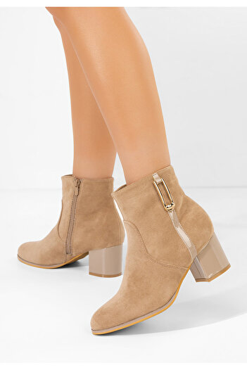 B T Shoes Μποτάκια με χοντρό τακούνι Otalira χακι