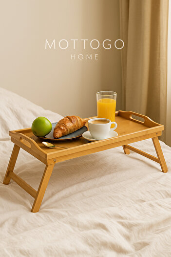 Mottogo Bamboo Tray with Legs, Enjoyment Tray, Folding Tray with Legs, Portable Tray (31 X 50 cm)