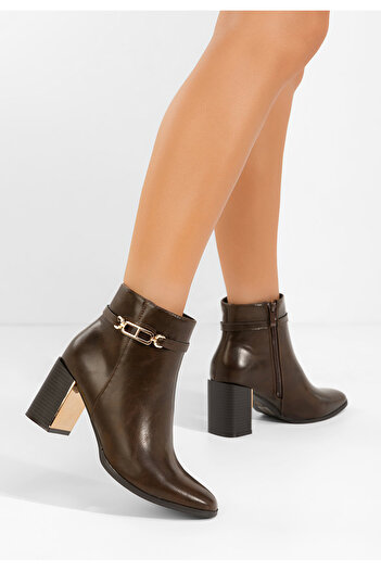 B T Shoes Μποτάκια με χοντρό τακούνι Arletta καφε
