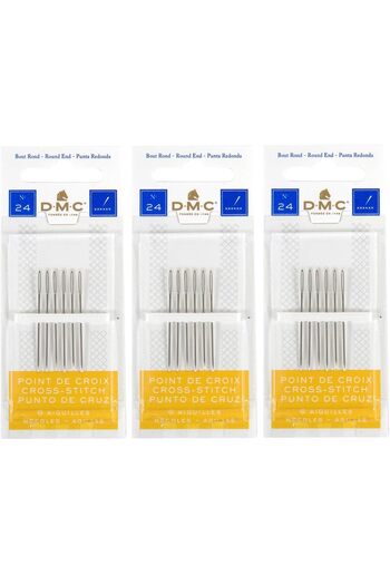 Dmc 3 Pack Size 24 Cross Stitch Needles (Total 18 Needles)