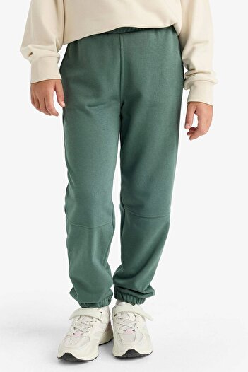 DeFacto F0389 Yeşil Kız Çocuk Beli Lastikli Jogger Eşofman Altı