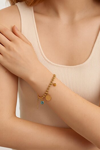 New Obsessions Steel Bracelet with Evil Eye Charm