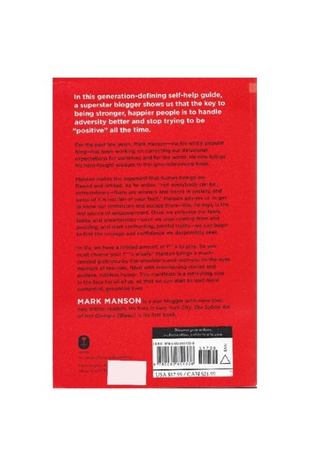 Harper Collins The Subtle Art of Not Giving a Bleep - A Counterintuitive Approach to Living a Good Life