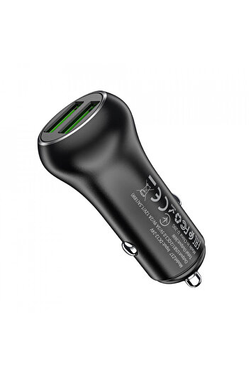 Hoco Încărcător auto (Z37 Sharp), 2xUSB-A, QC 3.0, 36W, 3A, - Negru