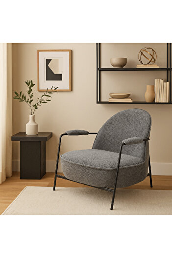 genric Single Chair - Bouclé Fabric Grey