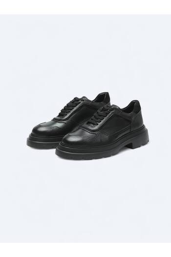 Kip Black Leather Sports Sneakers
