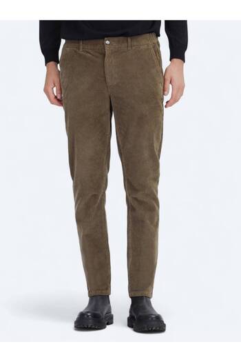 Kip Mink Corduroy Woven Jogging Fit Velvet Casual Cotton Blend Trousers