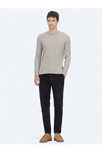 Kip Mink Crew Neck Jacquard Knit Sweater