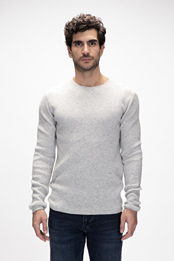 Bad Bear Tender Gray Melange Crew Neck Men's Knitwear Sweater