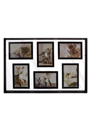OEM Decorative photo frame, black, with 6 positions for 10x15cm photos, made of wood, 55x35cm