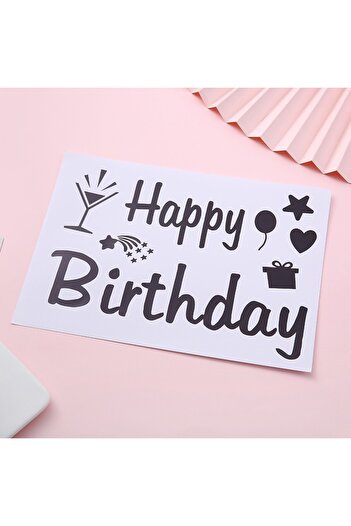 Flippy Sticker Autocolant pentru Baloane, Flippy, Tematica Aniversare, Model Happy Birthday, 29x21 cm, Negr