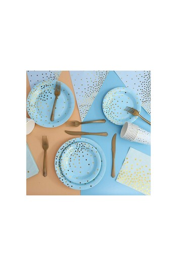 Flippy Set 20 de Servetele de Masa, Flippy, Imprimeu cu Buline Aurii, din Hartie, 17 x 17 cm, Albastru