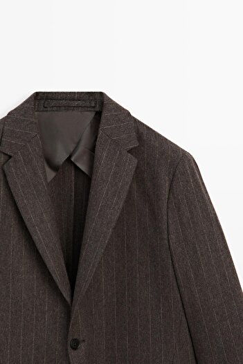 Massimo Dutti Wool suit blend striped blazer