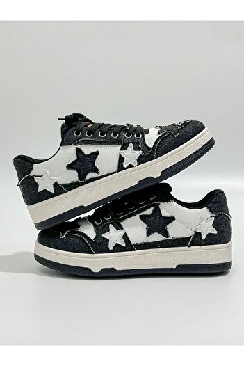 BALİNA Black Y2K Star Patterned Unisex Sports Sneaker -The Solo