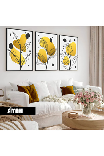 Harikabirev Children's Room Living Room-Minimalist Modern Bohemian Yellow Detailed | Wooden Framed 3-Piece Mdf Ahmdf