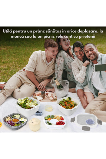 Bukate Cutie Alimentara Pranz, Bukate®, 1.7L, Recipient sos, Caserola cu 4 Compartimente