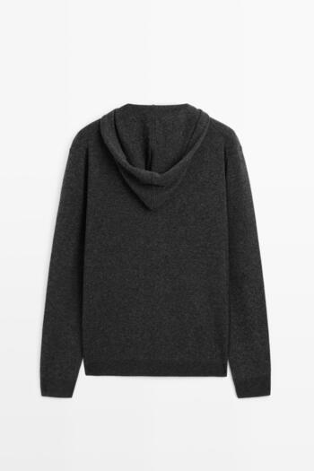 Massimo Dutti Kapüşonlu fermuarlı triko hırka