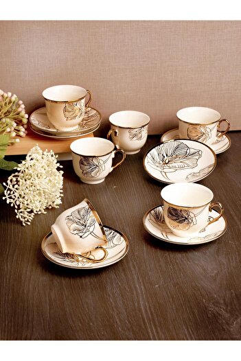 Onedekor 6-Piece Porcelain Zeraya Coffee Cup Set