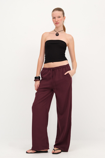 Addax Elastic Waist Wide Leg Trousers Pn3333