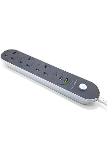 Geneic 3M Power Extension Cord has 2USB 1PD Type C & 3UK Power Socket, 13A (5M-3PW-2USB-1PD)