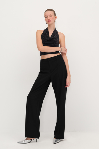Addax Stitch Detailed Wide Leg Pants Pn8406