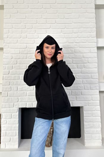 The Robi Black Unisex Snow Mask Samurai Hooded Oversize Cardigan