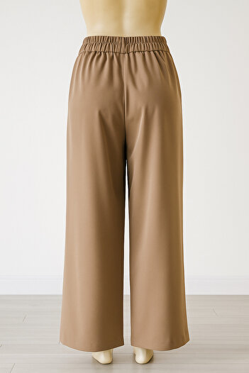 BELİZZİA Women's Mink High Waist Elastic Palazzo Pants