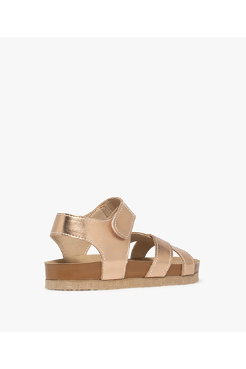 Ponchiq Metallic Brown Girls' Velcro Sandals