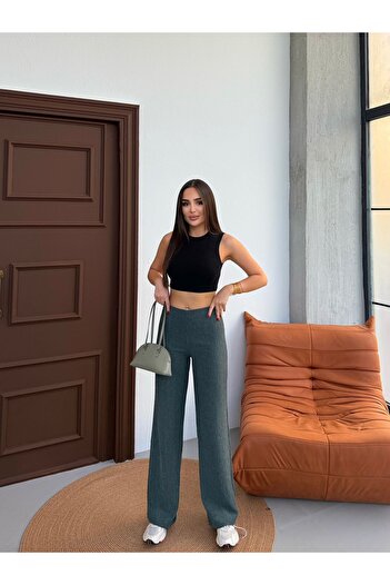 Ozy Fashion Emerald Green Seasonal Escobar Fabric Trousers