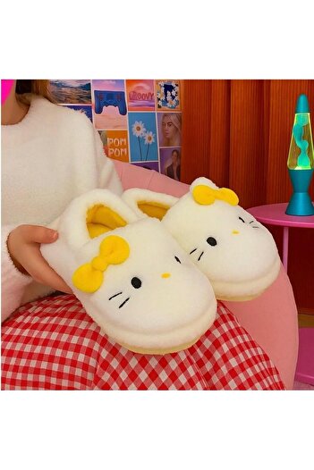 Genel Markalar Hello Kitty Yumuşak Tüylü Peluş Panduf Terlik