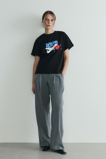 Suud Collection Gray Lina Pleated Trousers