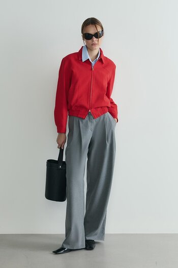 Suud Collection Gray Lina Pleated Trousers