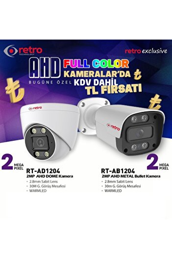Retro 2MP AHD Full Color Dome Kamera | 30m Görüş Mesafesi | WarmLED Gece Renkli Görüş