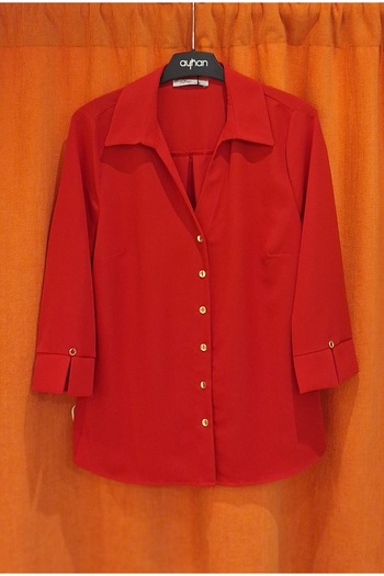 AYHAN Three-Quarter Sleeve Crepe Shirt