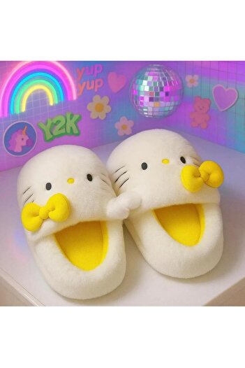 Genel Markalar Hello Kitty Yumuşak Tüylü Peluş Panduf Terlik