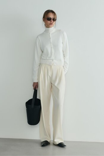 Suud Collection Cream Lina Pleated Trousers