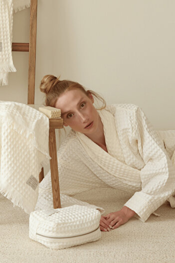İrya Aura Waffle Women's Bathrobe Ecru