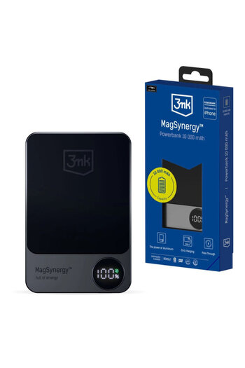 dalip Power Bank 10000 mAh with Digital Display, 3mk MagSynergy, Gray