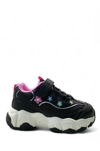 Cool Bella Orthopedic Girl's Preschool Black Floral Comfortable Sneaker