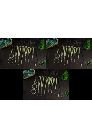 Lio20 Phosphorescent Cat's Eye 30-Piece Set - Prayer Beads Necklace Bracelet Keychain Set - Glows in the Dark - Gift Accessory