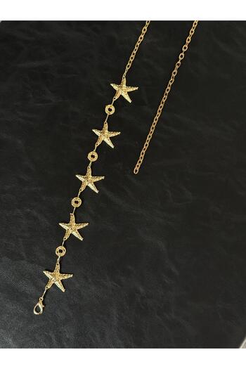 LİA KEMER Star of the Sea Gold Chain Accessory for Jacket, Dress, Pants, Evening Dress, Body Chain, Beach Belt