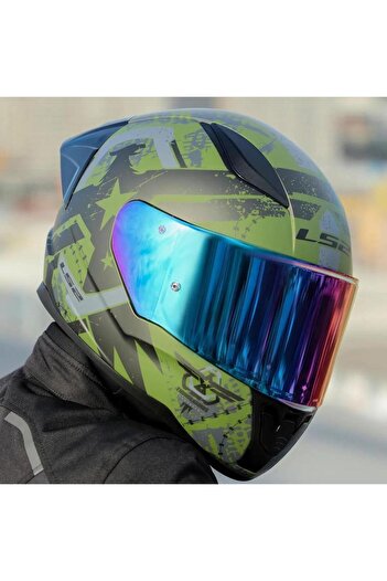 LS2 Rapid 2 Thunder Birds Full Face Motosiklet Kaskı Şeffaf + Gökkuşağı Vizörlü