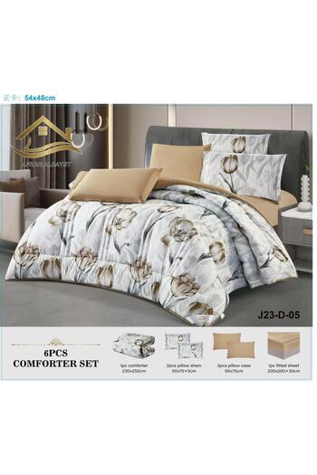 GENERIC4 Summer Double-Size Bed Set - 6 Pieces Printed Microfiber