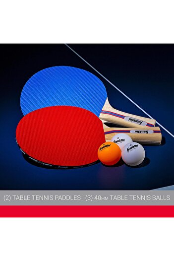 Franklin Sports مجموعة مضارب تنس الطاولة - طقم تنس طاولة للاعبين مع مضربين (أحمر وأزرق) + 3 كرات متضمنة