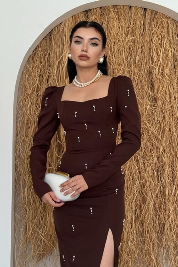 Buklemoda Rochie cu detalii de perle Boe