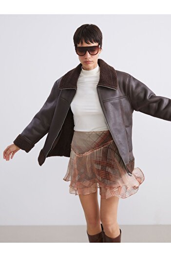 LC Waikiki Shirt Collar Women's Suede Coat